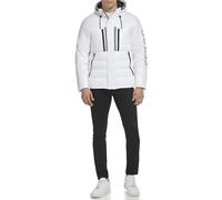 GUESS Mittelschwere Pufferjacke für Herren mit abnehmbarer Kapuze, Weiss/opulenter Garten, XL
