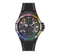 Guess Multifunktionsuhr, Nylon, Regenbogenfarben, Schwarz, one, Multifunktionsuhr aus Nylon, Regenbogen-Kristall