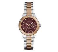 GUESS Damen-Armbanduhr Gw0723L2, Edelstahl, analog, rotes Zifferblatt, mehrfarbig, Zifferblattfarbe: Rot, Onesize, Modern