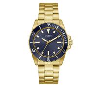 Guess quarz goldfarbenem herren uhr mit blauemzifferblatt und edelstahl armband one_size Gold