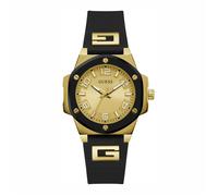 Guess quarz schwarzem damen uhr mit sekt zifferblatt und silikon armband one_size Schwarz