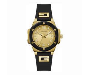 Guess quarz schwarzem damen uhr mit sekt zifferblatt und silikon armband one_size Schwarz