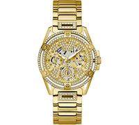 Guess Queen Damen Armbanduhr, Edelstahl, 40 mm, Edelstahlarmband, Farbe: Gold, 3 bar, Zifferblattfarbe: Gold, Datumsanzeige, GW0464L2 SP