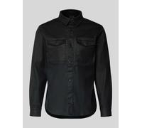 Guess Regular Fit Hemdjacke mit Brusttaschen Modell 'THEO' in Black, Größe XXL