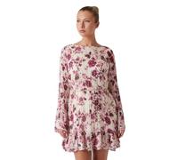 GUESS Rosa bedrucktes Minikleid mit U-Boot-Ausschnitt für Damen, Blush Roses Print, 38