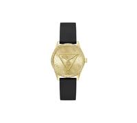 Quarzuhr GUESS "ROXY", schwarz (schwarz, champagnerfarben), Armbanduhren, Damen, Armbanduhr, Damenuhr, Silikonarmband, Kristallglas (78447117-0) schwarz, champagnerfarben