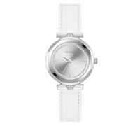 Guess Damen Armbanduhr Rumour GW0689L1, weiß, silber, Leder, 34 mm, Quarz