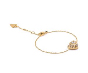 Guess Schmuck Damen-Armband Herz Pave Goldfarben S JUBB05550JWYGS