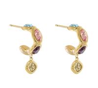 Guess Schmuck Damen-Creolen Multi Crystals Ohrringe Goldfarben JUBE05571JWYGMCT/U
