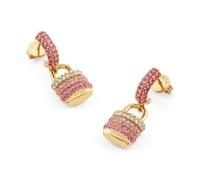 Guess Schmuck Damen-Creolen Pave Schloss Ohrringe Goldfarben JUBE05407JWYGPKT/U