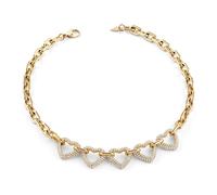 Guess Schmuck Damen-Kette Multi Pavé Herzen Goldfarben JUBN06010JWYGT/U