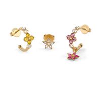 Guess Schmuck Damen-Ohrringe 3er-Set Crystal Flowers Bunt JUBE06035JWYGMCT/U