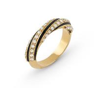 Guess Schmuck Damenring Enamel Twisted Schwarz/Gold JUBR05384JWYGBK