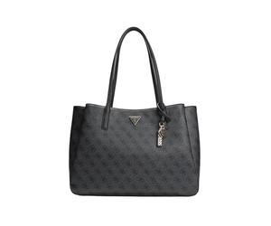 GUESS Schultertasche Businesstasche mit Laptopfach Noelle II Tech Tote Coal Logo dunkelgrau