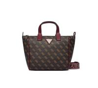 Guess Schultertasche Follie Travel Small Tote braunes Logo dunkelbraun