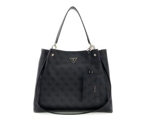 GUESS Schultertasche Lorella Logo Girlfriend Tote Coal Logo dunkelgrau