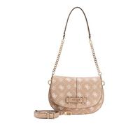 GUESS Schultertasche Umhängetasche Carrie Logo Flap Shoulder Bag Biscotti Logo hellbraun