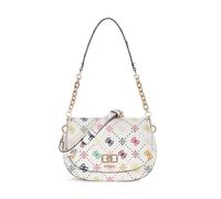 GUESS Schultertasche Umhängetasche Emelie Logo Flap Shoulder Bag Multi Logo weiß