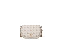 GUESS Schultertasche Emelie Logo Flap – Vanille-Logo, Creme