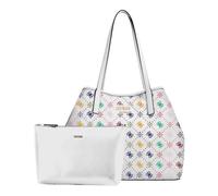 GUESS Shopper Schultertasche Emelie Logo Large 2 In 1 Tote Bag Multi Logo weiß