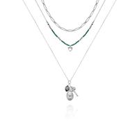 GUESS Silvertone Trio-Halskette für Damen, Einheitsgröße, Metall, Glasstein