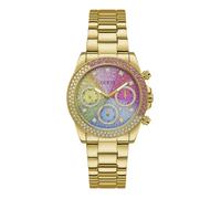 Guess sol quarz goldfarbenem damen uhr mit rosa zifferblatt und edelstahl armband one_size Gold