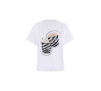 Guess Regular Fit T-Shirt mit Ziersteinbesatz Modell 'Popcorn' in Weiss, Größe S