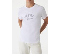 GUESS Ss Cn Sprayed Flock Pure White Größe: S | Basic T-Shirts Outlet | Herren | Weiß