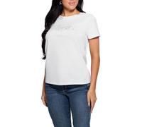 Guess T-Shirt ES25GU63 W5RI08K9RM1 Damen – Viskose, Logo, Spitze und Strass – Weiß Größe S