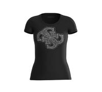 GUESS T-Shirt Donna Stretch 4G Logo Strass Nero E25GU21 W4YI37J1314 M
