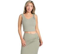 GUESS Damen Kurzarm Eco Aimee Jewel Drap Top, Moosgrün, L