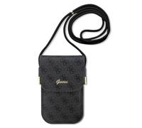 Guess PU 4G Metall Logo Script Umhänge Handy Leder Tasche - Schwarz