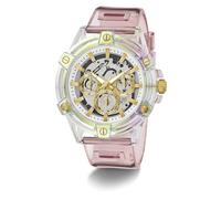 GUESS Transparentes Nylon auf Bio-Basis, CS mit AB-Beschichtung, transparent, MF DL, transparentes Pink, Bio-Basis, PU-Streifen, farblos