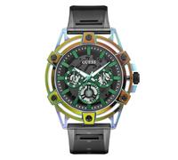 GUESS Transparentes schwarzes Nylon auf Bio-Basis, CS mit schwarzer Regenbogen-Beschichtung, transparente Schwarze MF DL/transparentes schwarzes PU-Armband auf Bio-Basis, Schwarz, GW0806G5-AMZUK