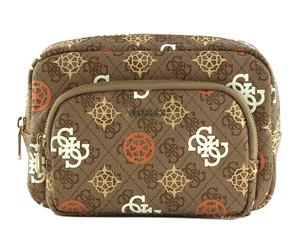 GUESS Travel Case Double Zip Brown Multi