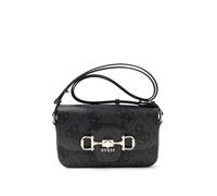 GUESS Umhängetasche Schultertasche Janie Logo Convertible Xbody Flap Coal Logo dunkelgrau