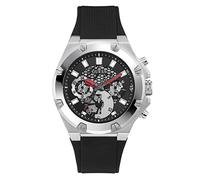 GUESS US Herrenuhr, Silberton und Schwarz, Multifunktionsuhr, Schwarz, GW0334G1