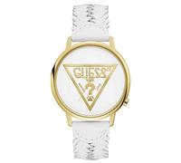 GUESS Analoge Damenuhr Quarz mit Lederband V1001M4, weiß, V1001M4