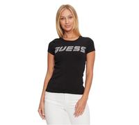 GUESS T-Shirt Logo Strass Schwarz, Schwarz , Medium
