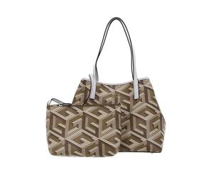 GUESS Vikky Large Tote Taupe Logo