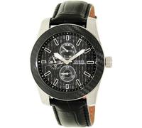 Guess W0079G1 silber schwarz Leder 10 ATM Armband Uhr Herren NEU