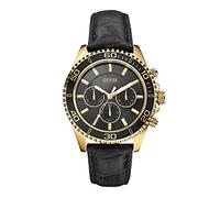 Guess - W0171G3 - Chaser - Unisex-Armbanduhr - Quarz Analog - schwarzes Zifferblatt - Armband aus schwarzem Leder