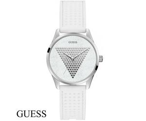 Guess W1227L1 Mini Imprint silber weiss Silikon Armband Uhr Damen NEU