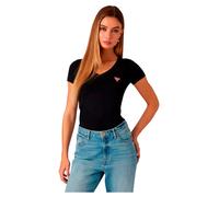 Guess T-Shirt W2YI45 J1314 Kurzarm V-Ausschnitt Schwarz Damen XS