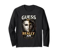„Guess Who I Really Am“ -T-Shirt im Vintage-Stil, dunkel, ästhetisch Langarmshirt