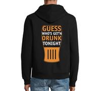 Guess Who's Getting Drunk Tonight Pint Graphic Hooded Cotton Blend Zipper Jacket Sweatshirt Hoodie Black, Schwarz , XL