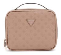 GUESS Wilder Travel Cosmetic Organizer Case Dark Taupe Logo