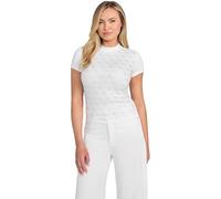 GUESS Damen-T-Shirt, kurzärmelig, Stehkragen, 4 g, Reines Weiß, X-Groß