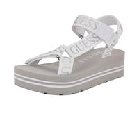 GUESS Women's Avin Wedge Sandal, White/Silver 115, 36.5 EU