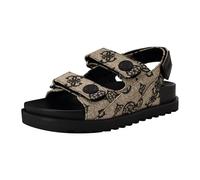 GUESS Women's Fadey Flat Sandal, Black/White Logo 001, 36.5 EU